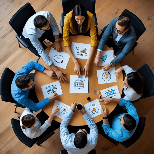 After a successful campaign, a team at a digital marketing agency celebrates, showcasing the agency's accomplishments.