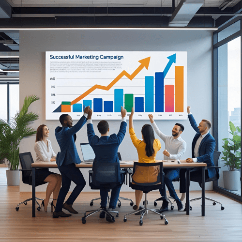 Digital marketing agency meeting room setup, ready for the digital marketing agency to present client proposals.